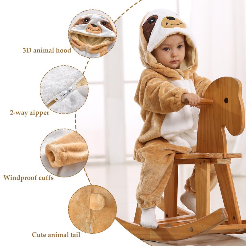 TONWHAR Kid's and Toddler's Costume Baby Animal Outfit Baby Boys' Girls' One-Piece Rompers Jumpsuit(18-24M,Sloth) - Image 2